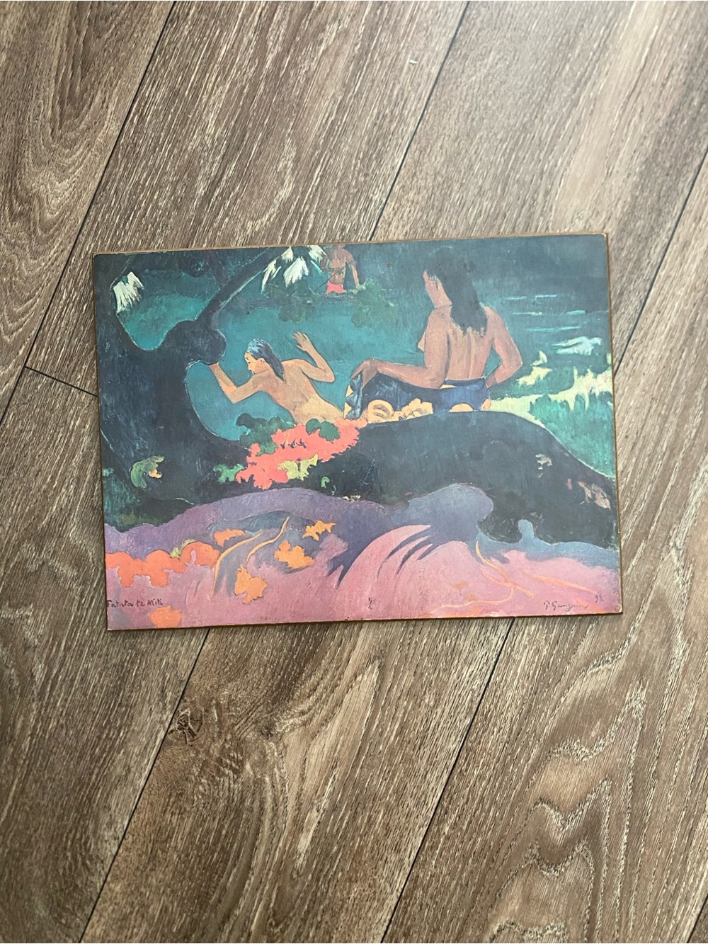 Vintage Paul Gauguin "Fatata te Miti" (By the Sea) Wood Block Plaque Print